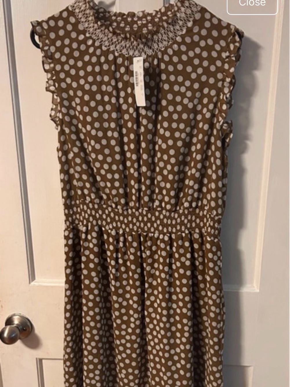 Womens JCrew Polka Dot Brown Sleeveless Dress